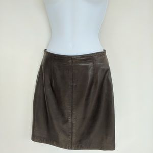 Brown soft LEATHER mini skirt XS